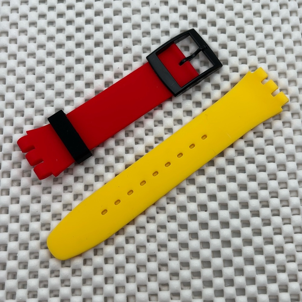 Red and Yellow Watch Band (Strap only) - fits Swatch New Gent model